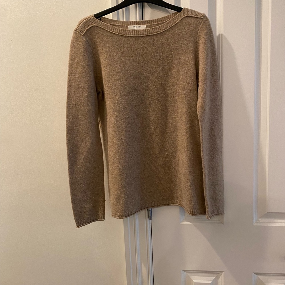 Madewell Boat Neck Brown Merino Wool Boxy Sweater - Size M